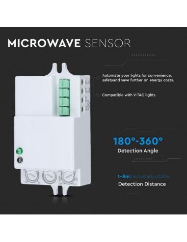 5078-Sensore di Movimento a Microonde - Montaggio a Plafone Colore Bianco Max  IP-4