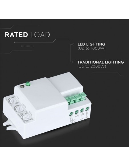 5078-Sensore di Movimento a Microonde - Montaggio a Plafone Colore Bianco Max  IP-5