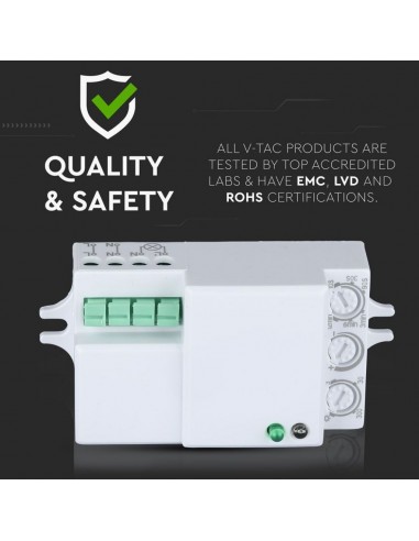 5078-Sensore di Movimento a Microonde - Montaggio a Plafone Colore Bianco Max  IP-7