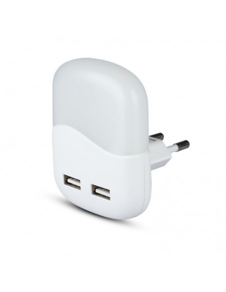 Faretto LED Chip Samsung Segnapasso Notturno Quadratro 0,45W Sensore Crepuscolare e USB Bianco 60*60*54,5 mm 4000K IP20