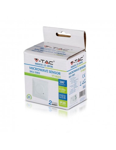 5083-Sensore di Movimento a Microonde  Montaggio a Plafone Colore Bianco Max  IP-2