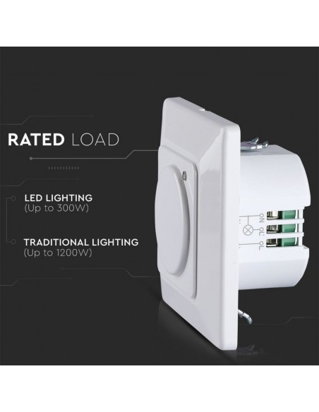 5083-Sensore di Movimento a Microonde  Montaggio a Plafone Colore Bianco Max  IP-5