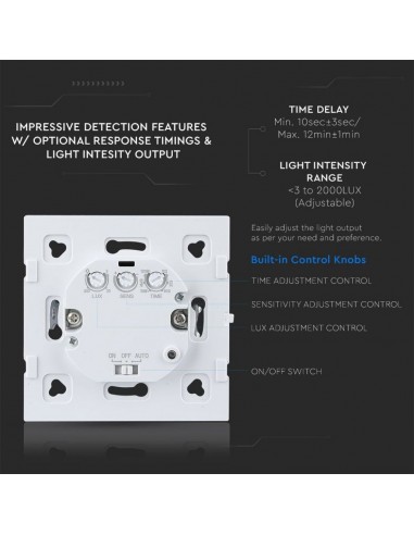 5083-Sensore di Movimento a Microonde  Montaggio a Plafone Colore Bianco Max  IP-6