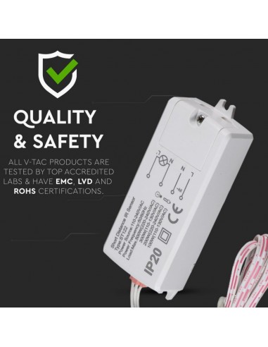 5084-Sensore di Movimento a Infrarossi  Attivazione tramite Movimento a Corto Raggio -cm Colore Bianco Max  IP-3