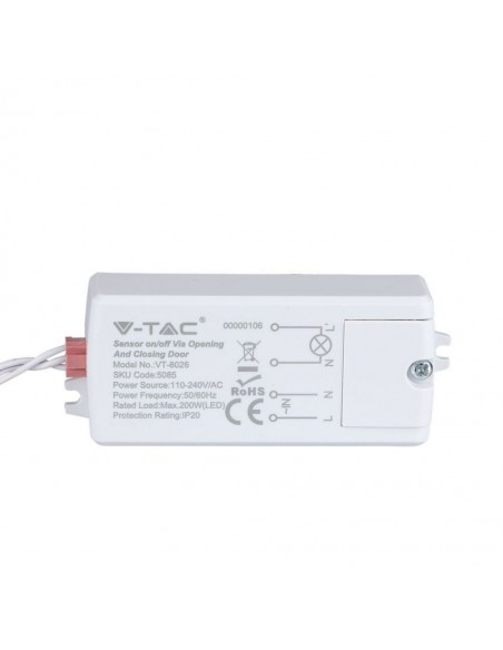 5085-Sensore di Movimento a Infrarossi  Attivazione tramite Apertura/Chiusura Porta -cm Colore Bianco Max  IP-1