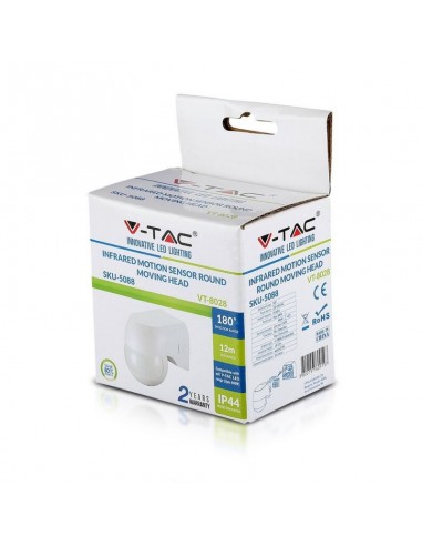 5088-Sensore di Movimento a Infrarossi  Orientabile Montaggio a Plafone Colore Bianco Max  IP-2