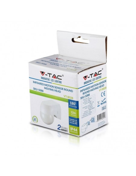 5088-Sensore di Movimento a Infrarossi  Orientabile Montaggio a Plafone Colore Bianco Max  IP-2