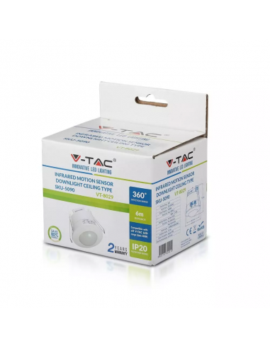 5090-Sensore di Movimento a Infrarossi  Montaggio a Incasso Colore Bianco Max  IP-2