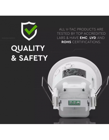 5090-Sensore di Movimento a Infrarossi  Montaggio a Incasso Colore Bianco Max  IP-5