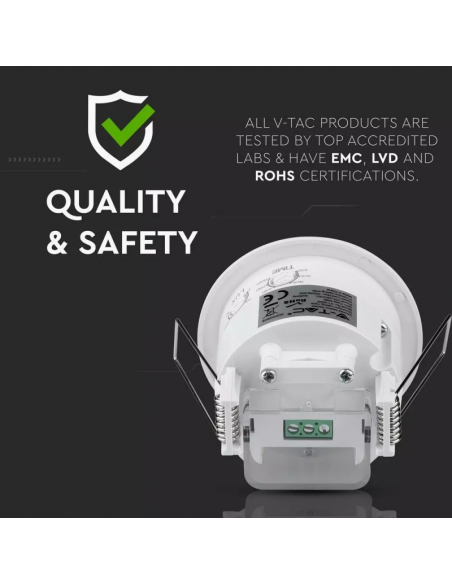 5090-Sensore di Movimento a Infrarossi  Montaggio a Incasso Colore Bianco Max  IP-5