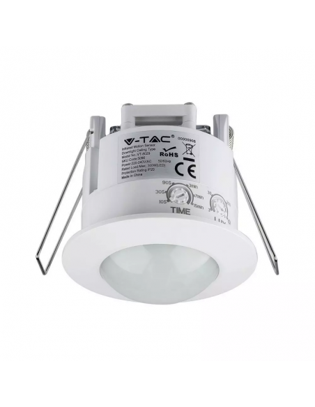 Sensore di Movimento a Infrarossi 360° Montaggio a Incasso Bianco (Max 300W) IP20