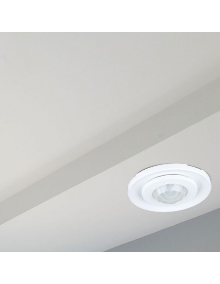 5091-Sensore di Movimento a Microonde  Orientabile Montaggio a Incasso Colore Bianco Max  IP-3