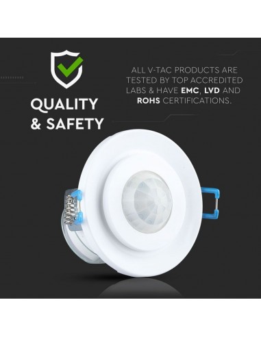 5091-Sensore di Movimento a Microonde  Orientabile Montaggio a Incasso Colore Bianco Max  IP-7