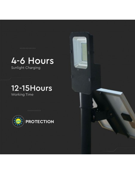 Armatura Stradale LED SMD 50W con Pannello Solare e Telecomando, Cavo 1m Nero 4000K IP65