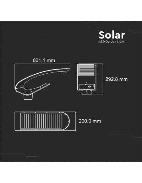 5505-Lampada LED da Giardino  Con Pannello Solare  con On/Off e Sensore PIR -2