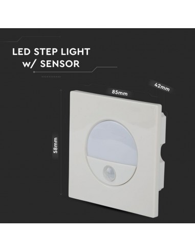 5570-Punto Luce LED da Incasso Quadrato  con Sensore Colore Bianco -3