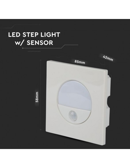 5570-Punto Luce LED da Incasso Quadrato  con Sensore Colore Bianco -3