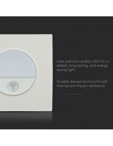 5570-Punto Luce LED da Incasso Quadrato  con Sensore Colore Bianco -7
