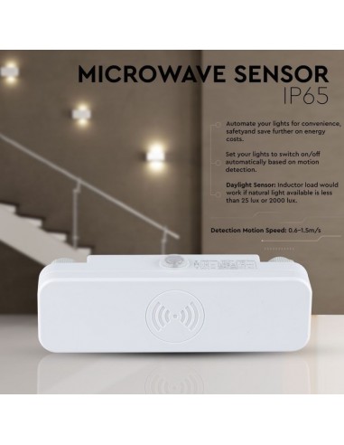 5571-Sensore di Movimento a Microonde  Montaggio a Plafone Colore Bianco Max  -7