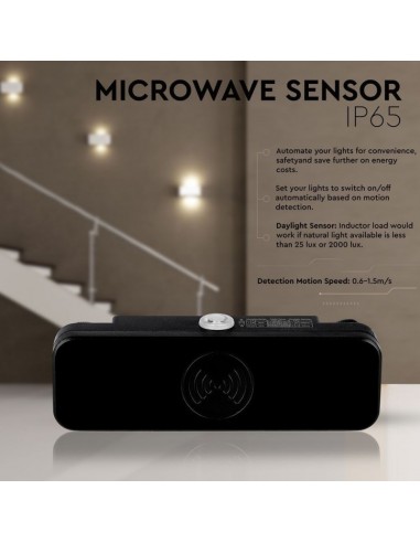5572-Sensore di Movimento a Microonde  Montaggio a Plafone Colore Nero Max  -7