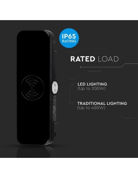 Sensore di Movimento a Microonde 180° Montaggio a Plafone Nero (Max 200W) IP65