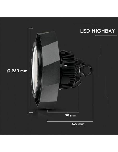 567-Campana Industriale LED Chip Samsung  LM/W UFO Driver MW Mean Well   Dimmerabile -3