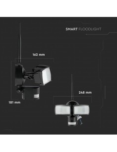 5917-Faro LED  con Sensore PIR e Telecamera WiFi Colore Nero -1 2