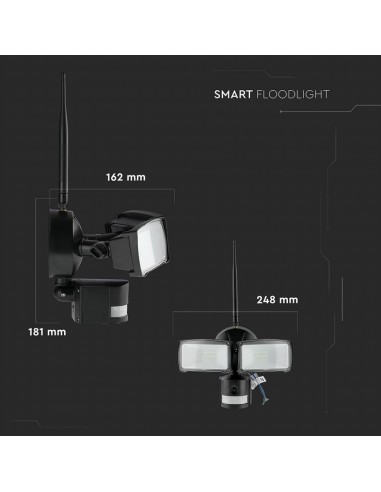 5917-Faro LED  con Sensore PIR e Telecamera WiFi Colore Nero -2