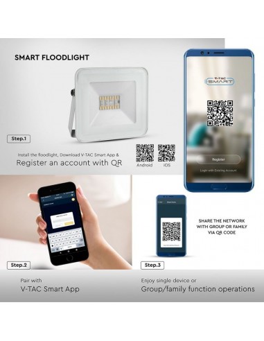 5984-Faro LED Smart SMD  RGB- controllo via Bluetooth tramite App Smart Light Colore Bianco -6