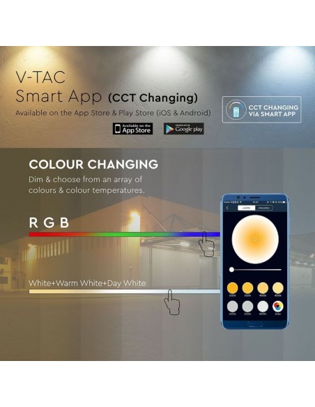 5984-Faro LED Smart SMD  RGB- controllo via Bluetooth tramite App Smart Light Colore Bianco -7