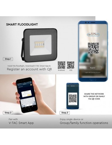 5985-Faro LED Smart SMD  RGB- controllo via Bluetooth tramite App Smart Light Colore Nero -6