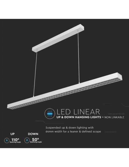 606-Plafoniera LED Chip Samsung a Sospensione  Lineare Colore Bianco -6