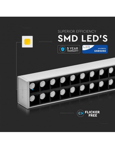 607-Plafoniera LED Chip Samsung a Sospensione  Lineare Colore Argento -6