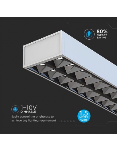 607-Plafoniera LED Chip Samsung a Sospensione  Lineare Colore Argento -7