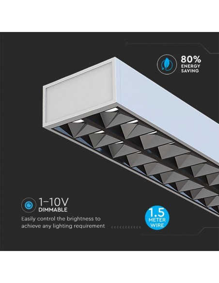 607-Plafoniera LED Chip Samsung a Sospensione  Lineare Colore Argento -7