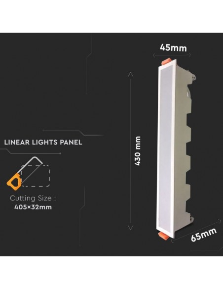 6406-Mini Pannello LED  Lineare Montaggio ad Incasso  Colore Bianco -3