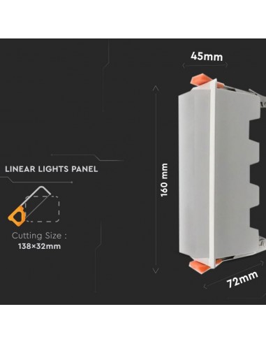 6412-Mini Pannello LED  Lineare Montaggio ad Incasso  Colore Bianco -3