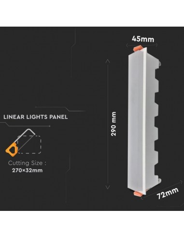 6415-Mini Pannello LED  Lineare Montaggio ad Incasso  Colore Bianco -3