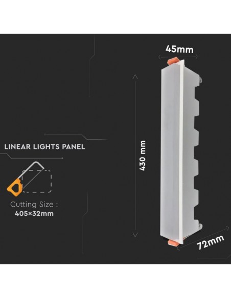 6418-Mini Pannello LED  Lineare Montaggio ad Incasso  Colore Bianco -3