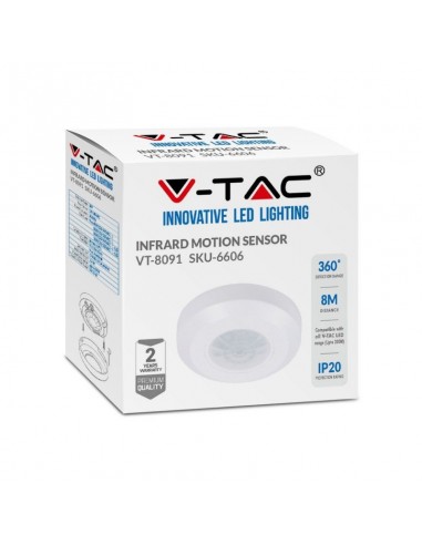 6606-Sensore di Movimento a Infrarossi  Montaggio a Plafone Colore Bianco-2