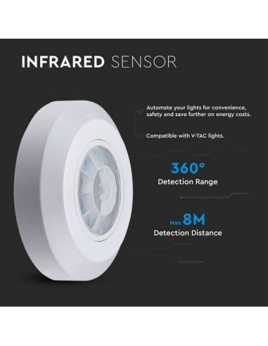 6606-Sensore di Movimento a Infrarossi  Montaggio a Plafone Colore Bianco-5