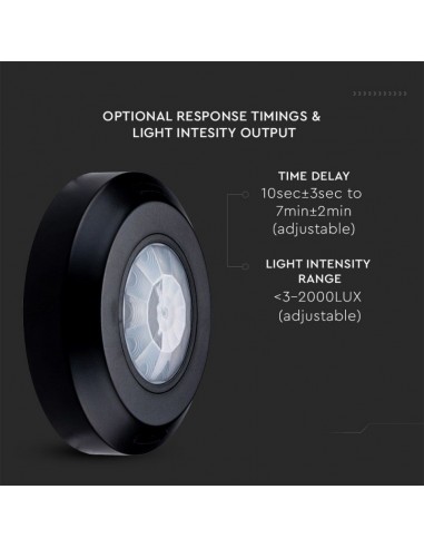 6607-Sensore di Movimento a Infrarossi  Montaggio a Plafone Colore Nero-5