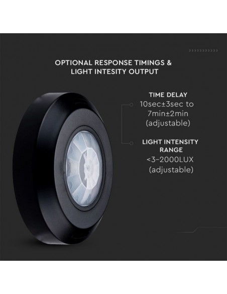 6607-Sensore di Movimento a Infrarossi  Montaggio a Plafone Colore Nero-5