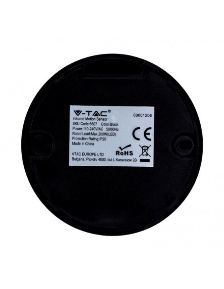 6607-Sensore di Movimento a Infrarossi  Montaggio a Plafone Colore Nero-7