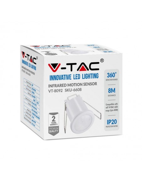 6608-Sensore di Movimento a Infrarossi  Montaggio a Incasso Colore Bianco-2