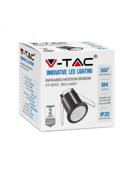 6609-Sensore di Movimento a Infrarossi  Montaggio a Incasso Colore Nero-2