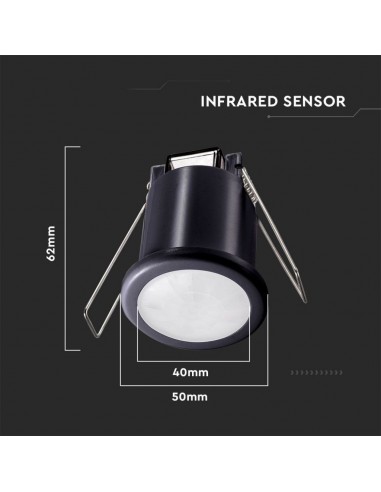 6609-Sensore di Movimento a Infrarossi  Montaggio a Incasso Colore Nero-3