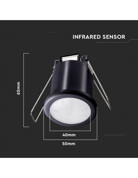 6609-Sensore di Movimento a Infrarossi  Montaggio a Incasso Colore Nero-3