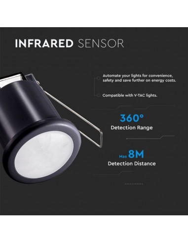 6609-Sensore di Movimento a Infrarossi  Montaggio a Incasso Colore Nero-5