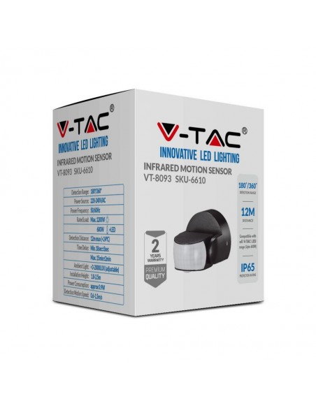 6610-Sensore di Movimento a Infrarossi / Montaggio a Parete Colore Nero -2